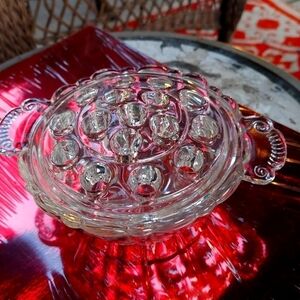 Vintage Large Crystal 16-hole Flower Frog and Bowl